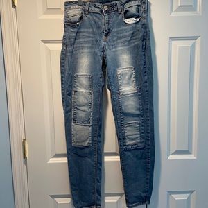 Patchwork blue jeans
